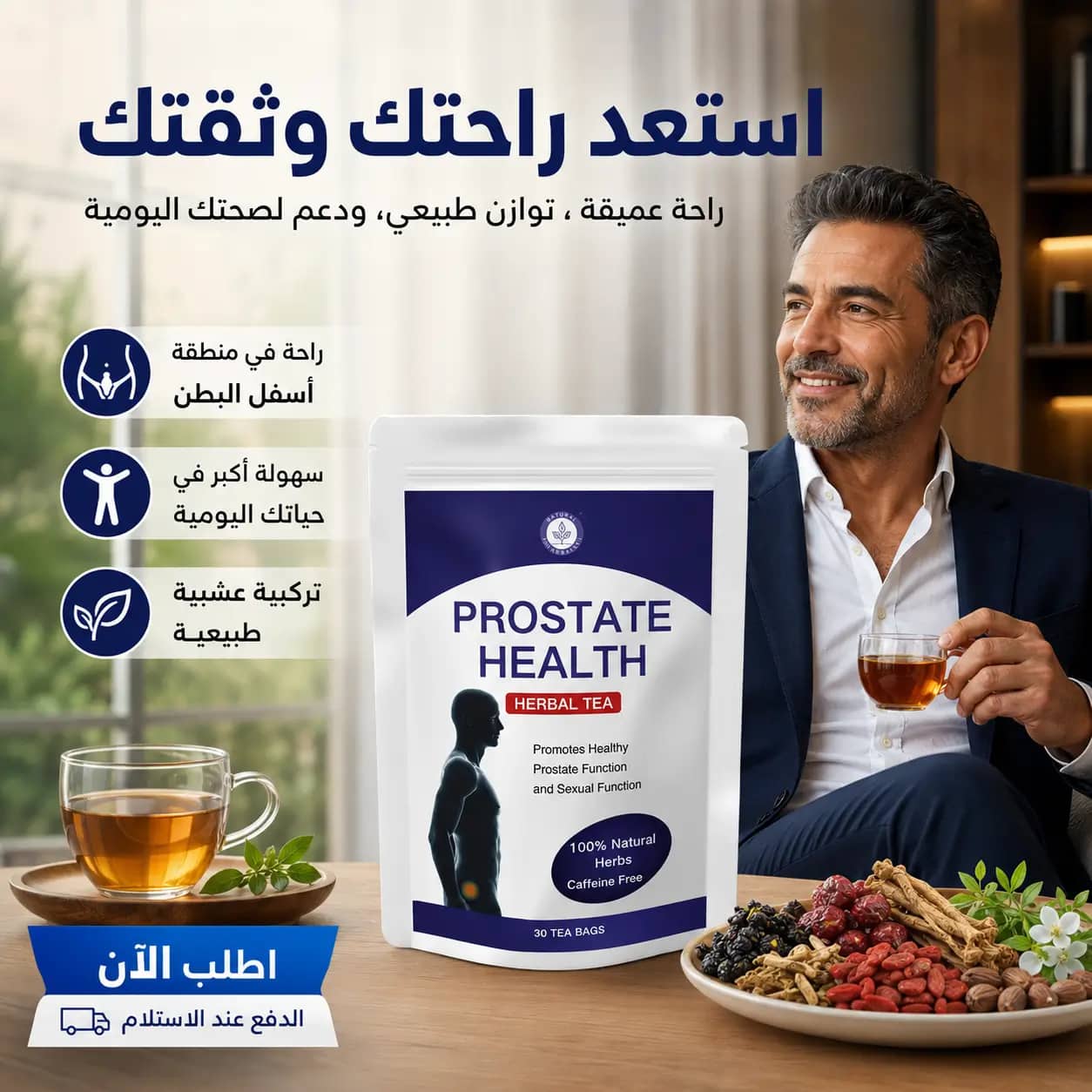 شاي الأعشاب لصحة الرجال: الراحة العميقة والتوازن الطبيعي الذي تحتاجه
